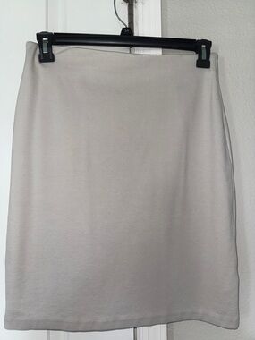 Philosophy Light Gray Midi Skirt - Clean Straight Silhouette